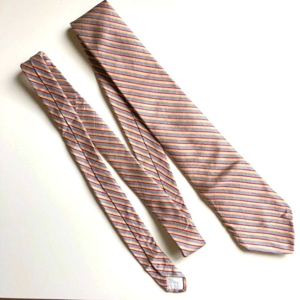 Christian Dior vintage golden yellow and grey stripes neck tie mens
